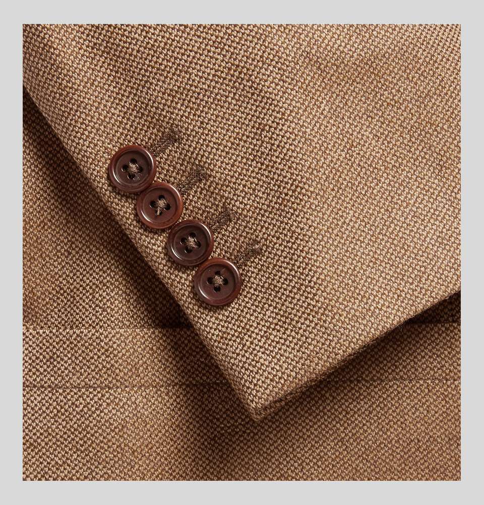 TAN SLIM FIT BIRDSEYE WOOL BLAZER