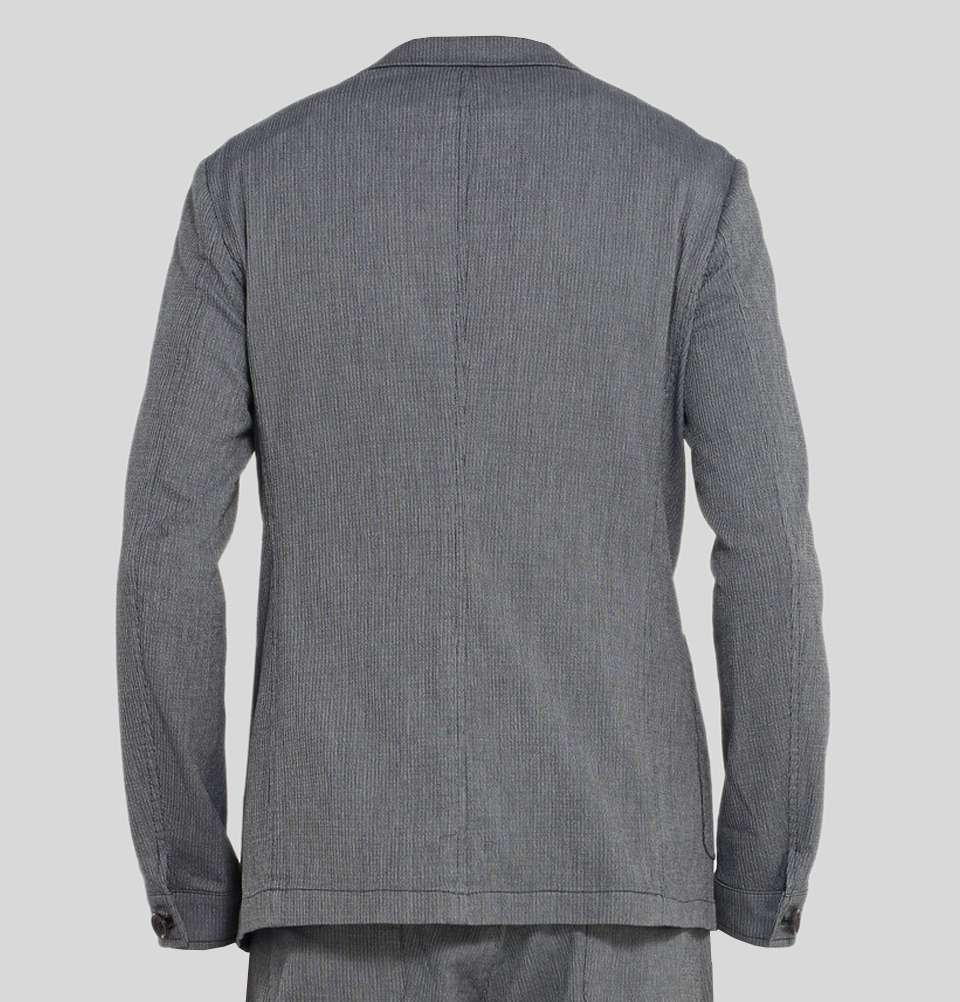 Navy Theobald Unstructured Striped Stretch Cotton Blazer