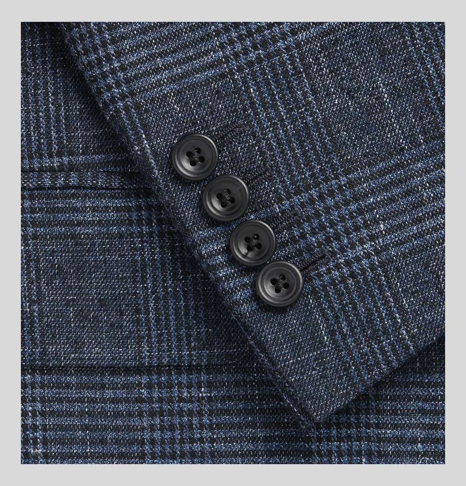 Harry's Navy Double Breasted Checked Wool Blend Blazer