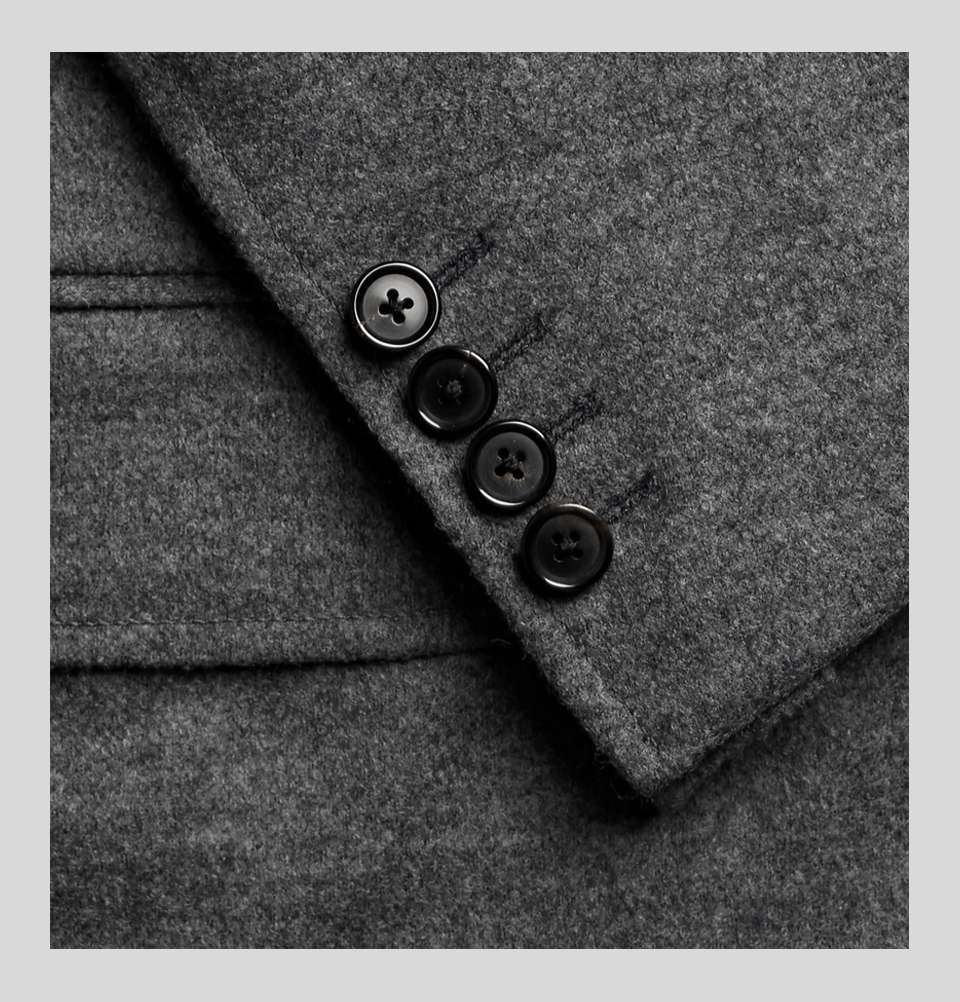 Grey MÃ©lange Wool Blend Blazer