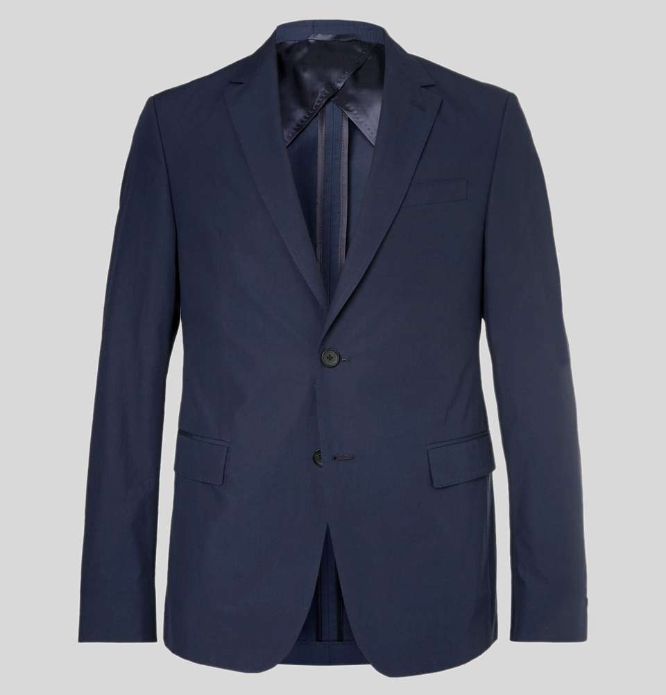 Navy Nobis Slim Fit Cotton Poplin Suit Jacket