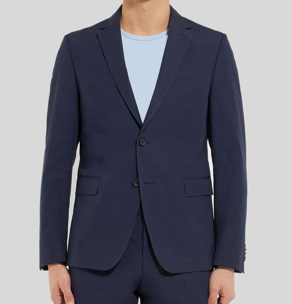 Navy Nobis Slim Fit Cotton Poplin Suit Jacket