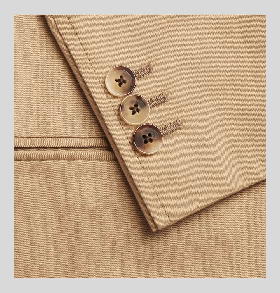 Sand Slim Fit Stretch Cotton Twill Suit Jacket