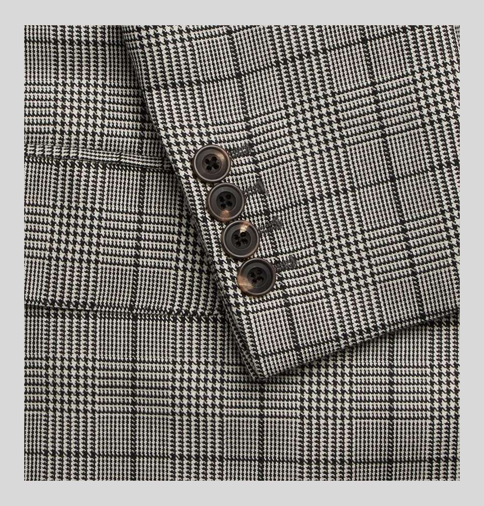 Slim Fit Double Breasted Prince Of Wales Checked Wool And Mohair Blend ...
