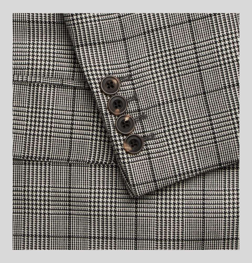 Slim Fit Double Breasted Prince Of Wales Checked Wool And Mohair Blend Suit Jacket