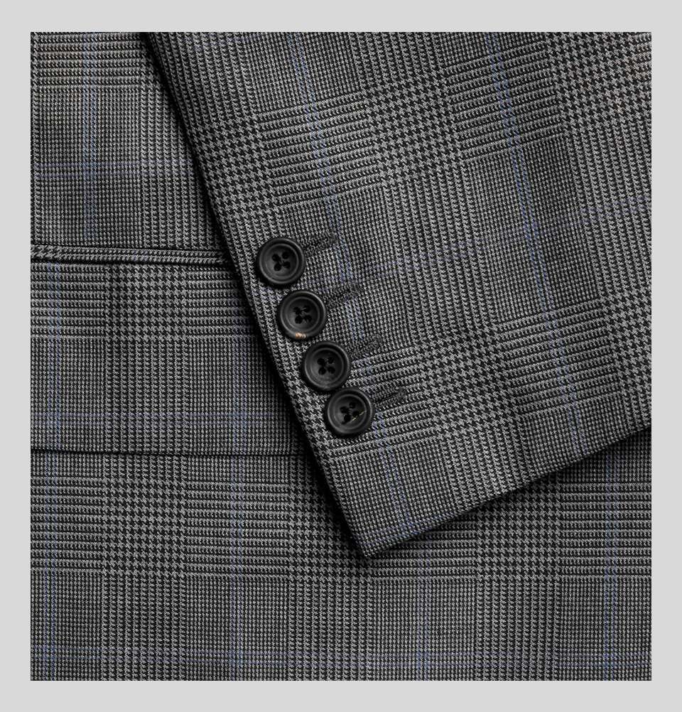 Harry's Grey Double Breasted Prince Of Wales Checked Wool Suit Jacket