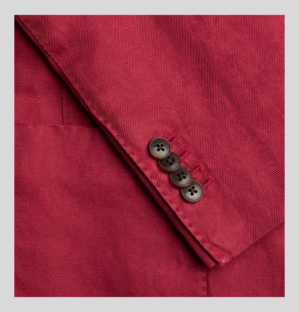 Claret Herringbone Cotton And Linen Blend Blazer
