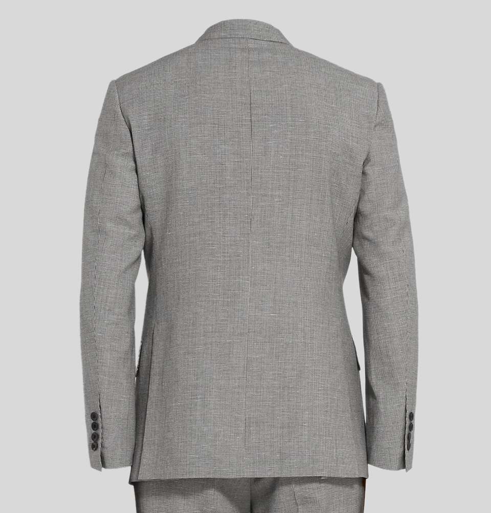 Harry's Grey Puppytooth Wool And Linen Blend Suit Jacket