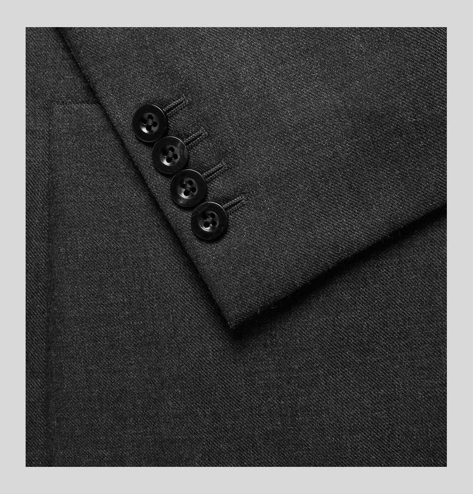 Grey Unstructured Worsted Wool Blazer