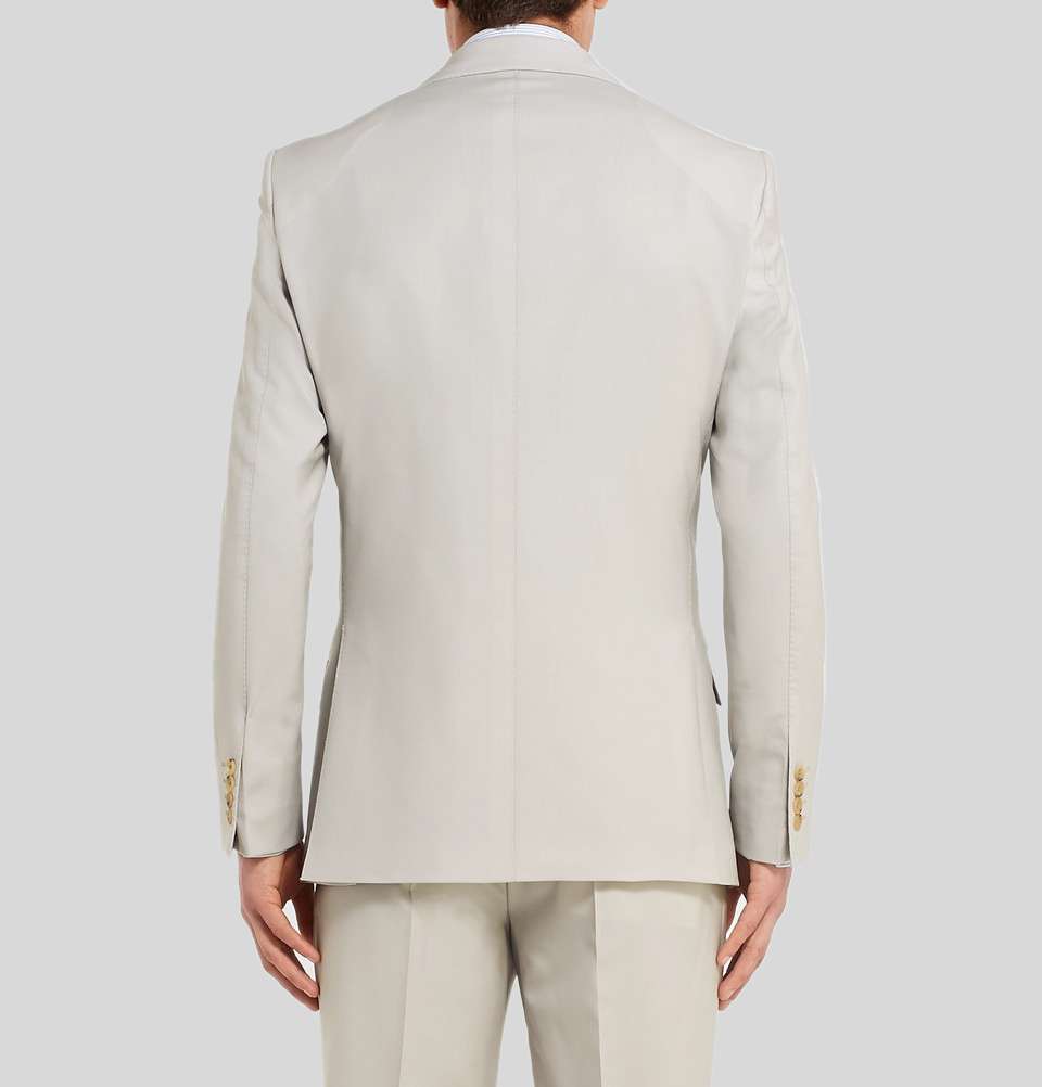 Pale Grey Seishin Slim Fit Wool And Mohair Blend Suit Jacket