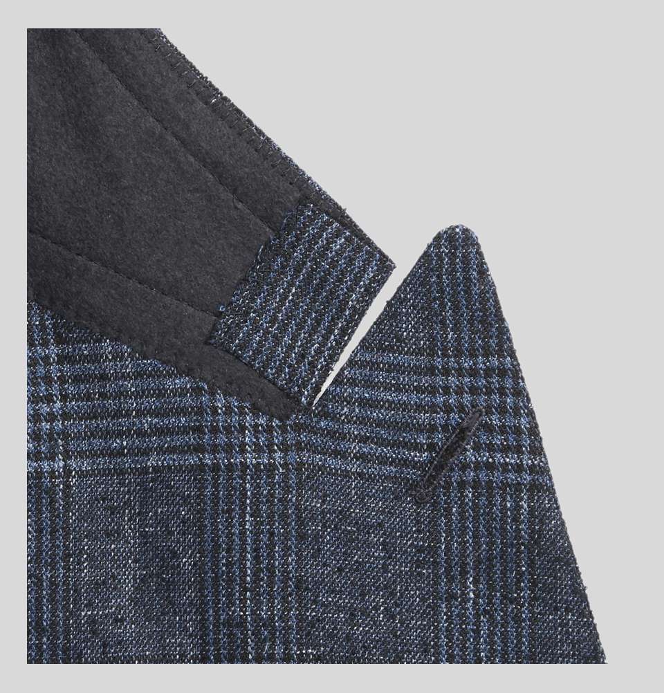 Harry's Navy Double Breasted Checked Wool Blend Blazer