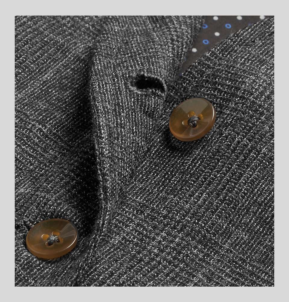 Grey Slim Fit Prince Of Wales Checked Wool Waistcoat