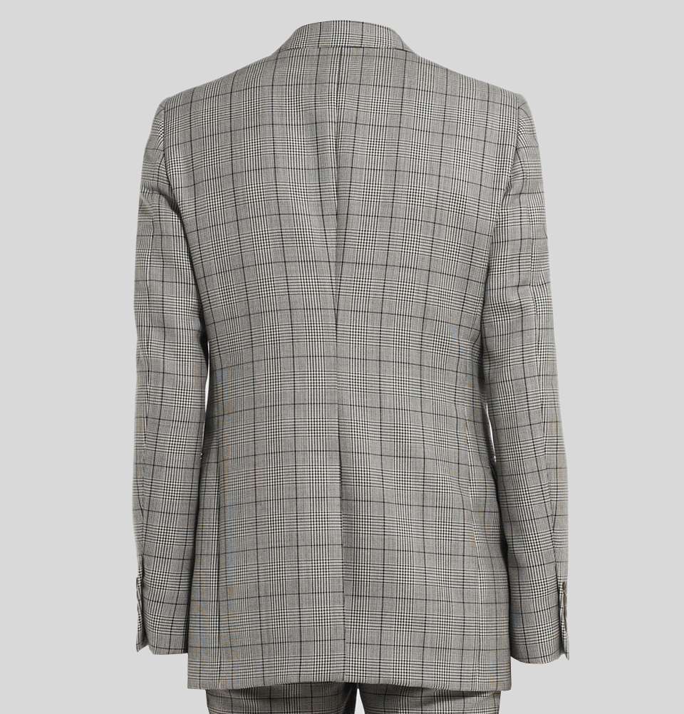 Slim Fit Double Breasted Prince Of Wales Checked Wool And Mohair Blend Suit Jacket
