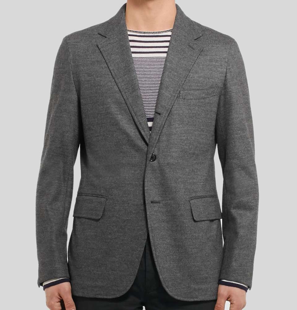 Grey MÃ©lange Wool Blend Blazer