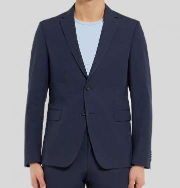 Navy Nobis Slim Fit Cotton Poplin Suit Jacket