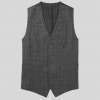 Grey Slim Fit Prince Of Wales Checked Wool Waistcoat