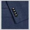 DARK BLUE SLIM FIT STRETCH COTTON AND LINEN BLEND JACQUARD BLAZER