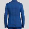 Cobalt Slim-Fit Double Breasted Pinstriped Linen Blend Suit Jacket