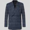 Harry's Navy Double Breasted Checked Wool Blend Blazer