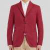 Claret Herringbone Cotton And Linen Blend Blazer
