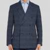Harry's Navy Double Breasted Checked Wool Blend Blazer