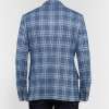 BLUE CHECKED COTTON AND LINEN BLEND BLAZER