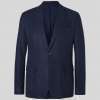 Navy Edgar Slim Fit Unstructured Linen Blazer