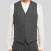 Grey Slim Fit Prince Of Wales Checked Wool Waistcoat