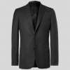 Grey Unstructured Worsted Wool Blazer