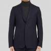Navy Unstructured Worsted Wool Blazer