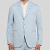Sky Blue Slim Fit Unstructured Stretch Cotton Twill Suit Jacket