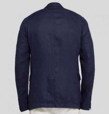 Navy Edgar Slim Fit Unstructured Linen Blazer