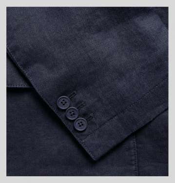 Navy Edgar Slim Fit Unstructured Linen Blazer
