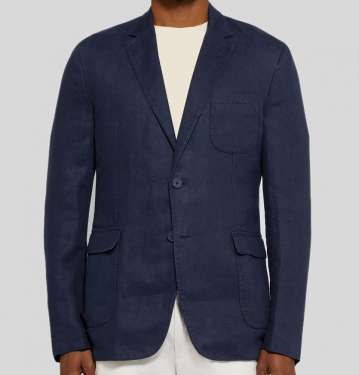 Navy Edgar Slim Fit Unstructured Linen Blazer