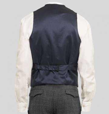 Grey Slim Fit Prince Of Wales Checked Wool Waistcoat