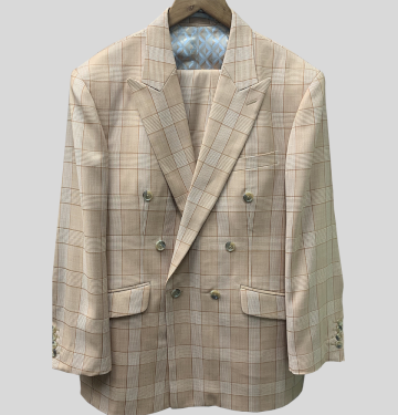 Brown Check on Cream Suit