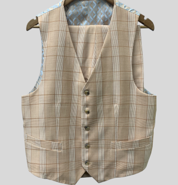 Brown Check on Cream Suit