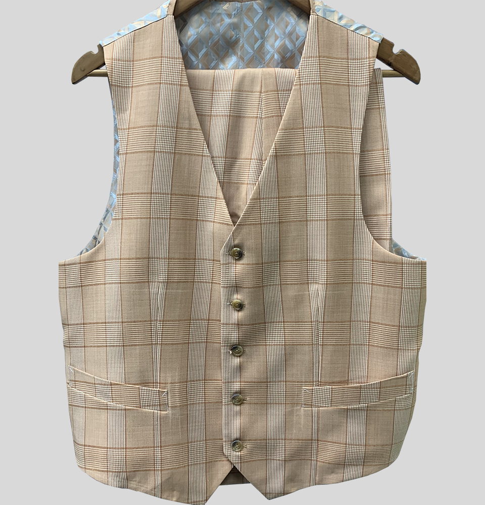 Brown Check on Cream Suit