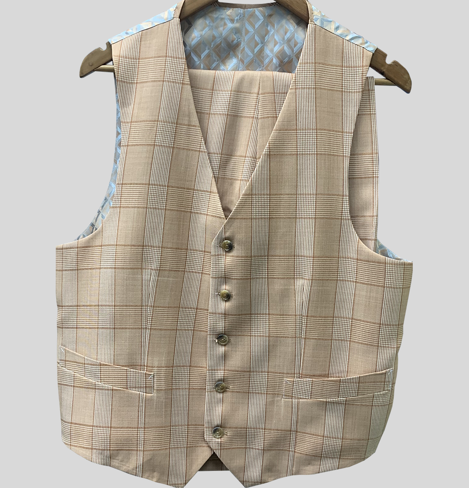 Brown Check on Cream Suit