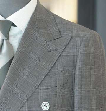 Six Button Light Grey Check Suit