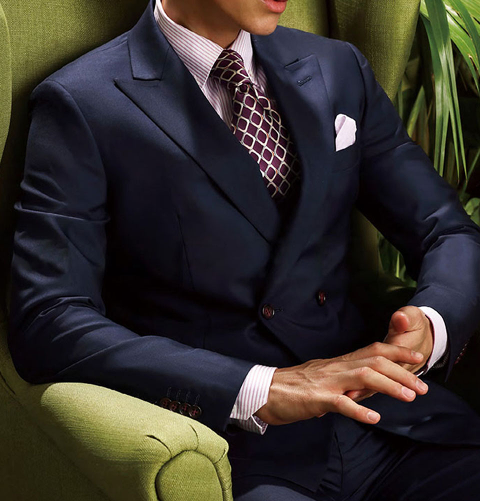 Double Breasted 3 Piece Dark Blue Suit