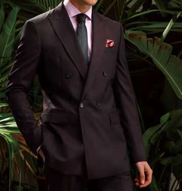 Double Breasted 3 Piece Black Suit