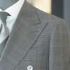 Six Button Light Grey Check Suit