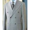 Six Button Light White Grey Check Suit