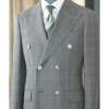 Six Button Light Grey Check Suit