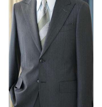 Two Button White Stripe Dark Grey Suit